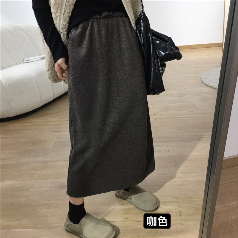 细米定制 高密度加厚毛呢开叉半身裙女冬季高腰显瘦A字包臀中长裙,女装/女士精品,半身裙,淘宝优惠券,粉丝福利购,淘宝优惠卷