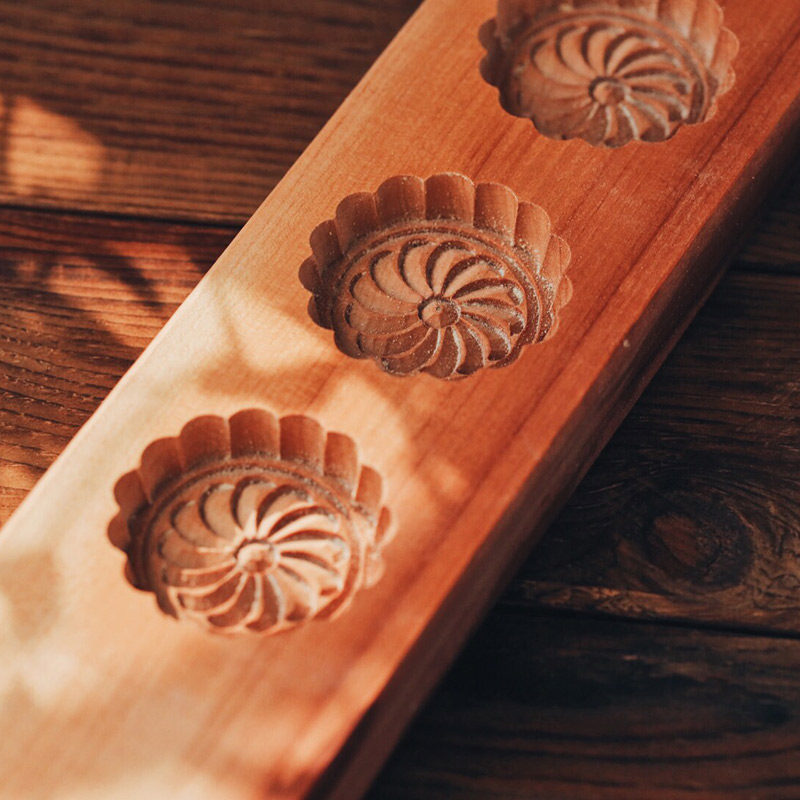 梨木浅款绿豆糕南瓜饼杏仁饼花朵印月饼磨具糕点面食烘焙木质模具