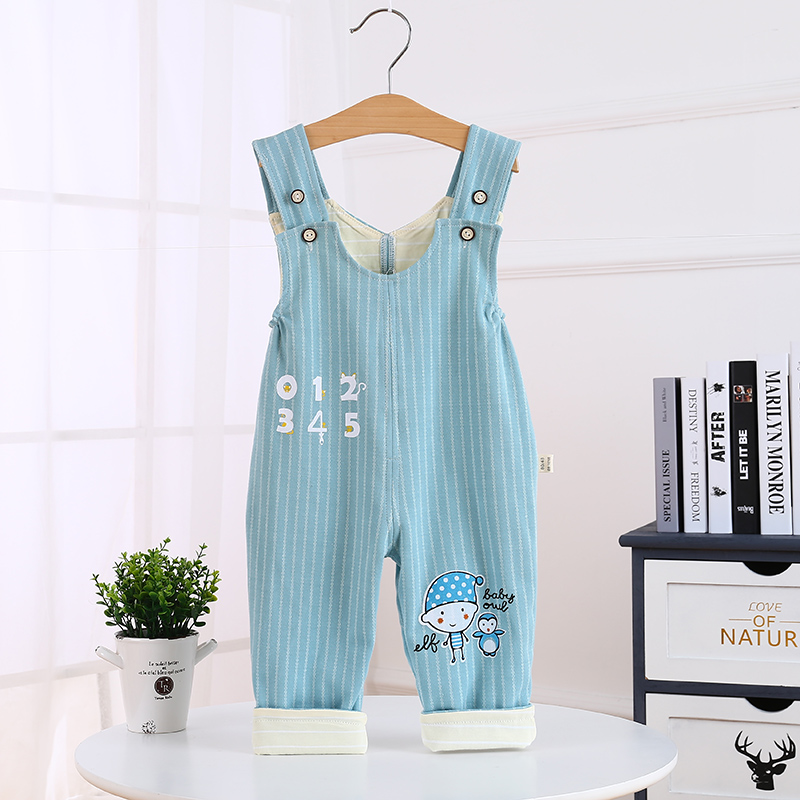 婴幼儿纯棉背带裤子春秋季双层一1岁男女童宝宝洋气2-3岁封档外出