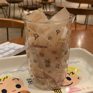 高硼硅耐高温水杯咖啡杯牛奶杯 可爱卡通美少女玻璃杯 又又海