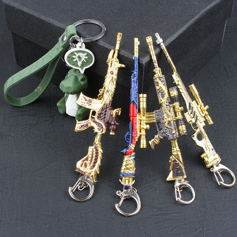 吃鸡模型书包挂件套装和平m416五爪金龙枪金属迷你钥匙扣挂饰挂链