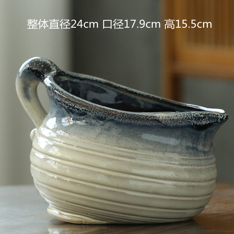 无孔花盆陶瓷水培创意铜钱草睡莲碗莲水养植物绿萝大口径多肉花盆