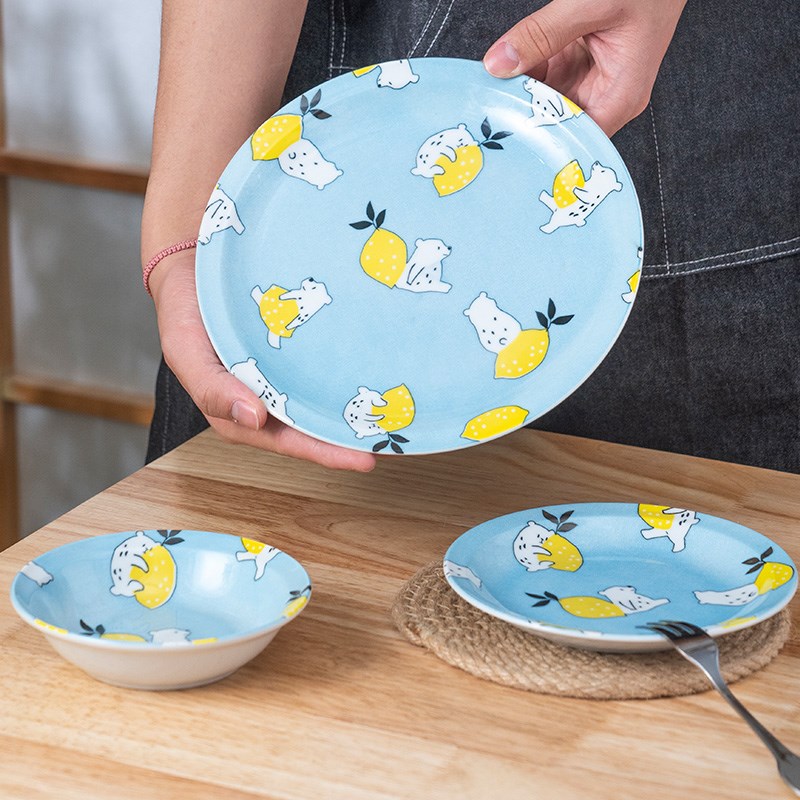 美浓烧釉下彩清新菜盘家用陶瓷碗碟套装餐盘高级感菜碟子深盘餐具