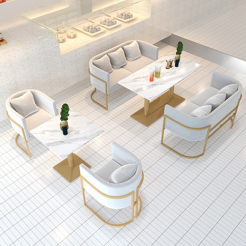 网红清吧酒水吧西餐咖啡厅双人卡座沙发奶茶店桌椅组合甜品店餐桌