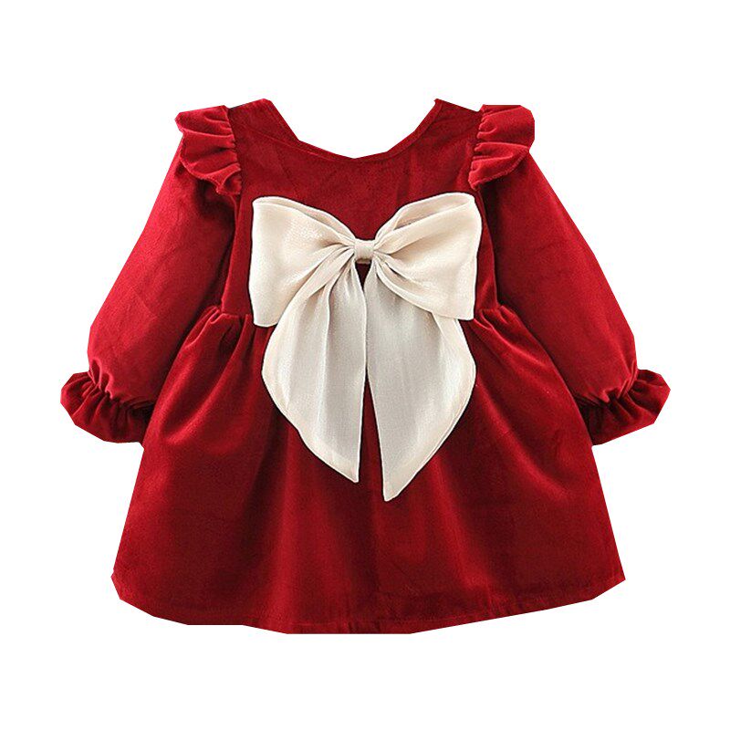 1-3岁女童洋气连衣裙秋冬季2宝宝红色公主裙婴儿周岁加绒礼服裙子