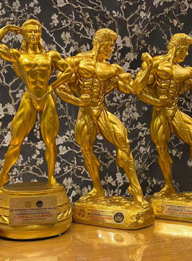 创意奖杯健美人物摆件力量举哑铃深蹲比赛纪念礼品家居装饰工艺品