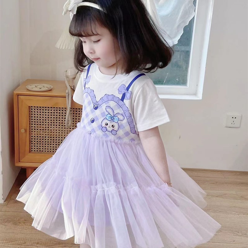 2023夏季童装新款女童连衣裙可爱纯棉公主裙外出网纱裙子蛋糕裙