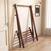 实木衣帽架落地家用卧室立式 挂衣架客厅阳台简易放衣服置物晾衣架