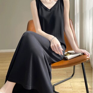 背心裙内搭针织薄打底裙 吊带裙长款 垂感超好 冰丝针织连衣裙夏季