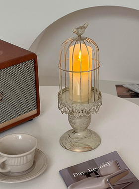 无味清欢 复古做旧鸟笼摆件 小众家居装饰烛台 婚庆桌面布置道具