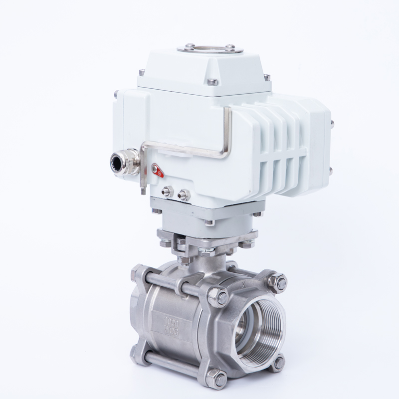 Q911F-16P电动丝扣球阀 电动不锈钢三片式内螺纹球阀 DN15-DN100