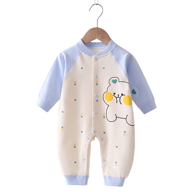 新生婴儿男女宝宝秋天衣服连体衣爬服0-3-6个月无骨A类纯棉春秋款