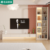 奶油风电视柜茶几组合客厅家用小户型储物柜边柜卧室高柜酒柜定制