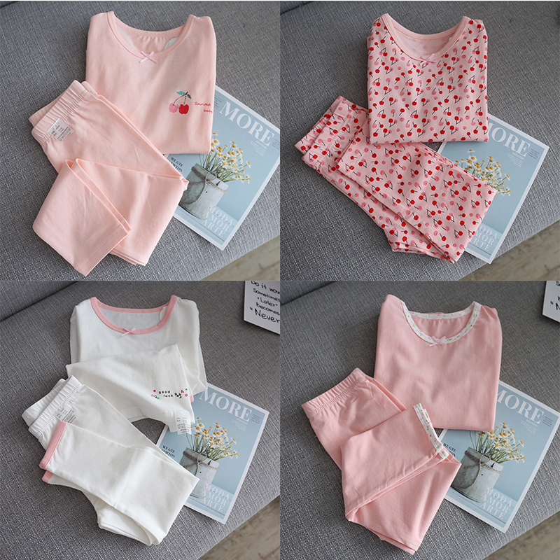 A类薄款~儿童家居服套装全棉秋衣秋裤睡衣两件套中大童贴身内衣裤