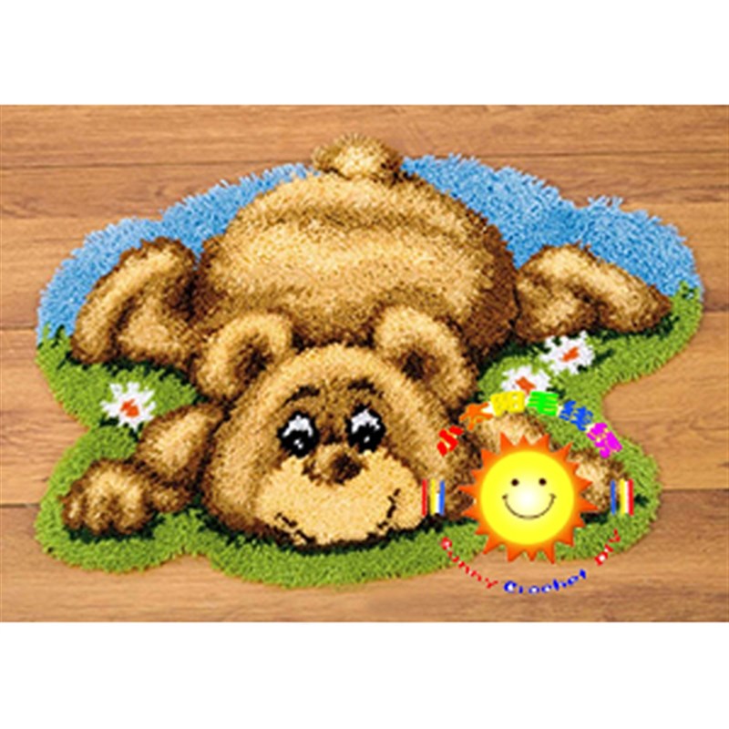aa段段绣/毛线绣/地毯绣/绒绣/钩针绣 坐垫地垫 倒立熊(2件包邮)