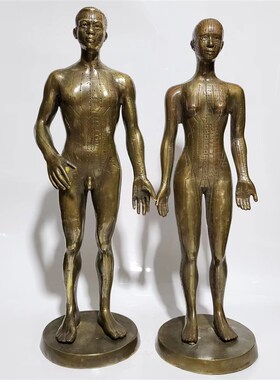 纯铜穴位人针灸人体经络中医文化馆展示男女铜人模型摆件装饰礼品