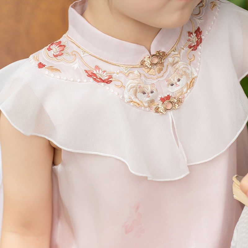 十三余童装[喵呜甜心]旗袍女童中国风新中式古风汉服改良连衣裙夏