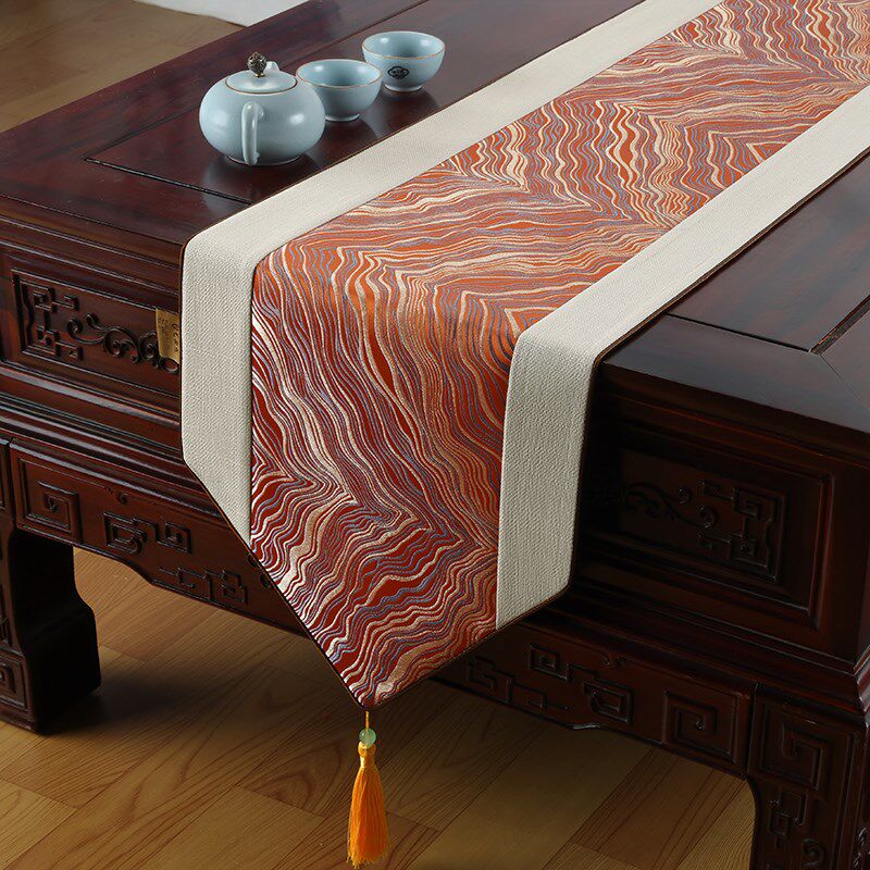 新中式轻奢桌旗茶几茶台布艺茶桌垫简约大气电视柜盖布长条布垫布