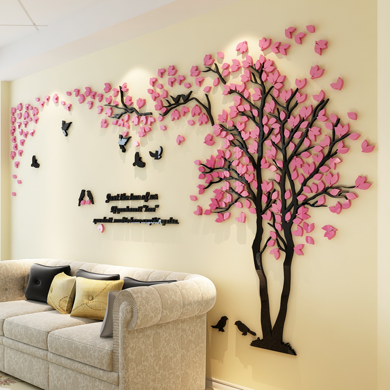 绿树3d亚克力立体墙贴房间客厅沙发电视背景墙面装饰贴纸贴画自粘