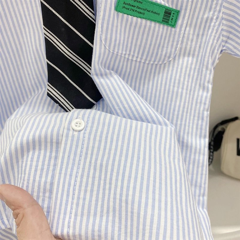 男童白衬衫女童小学生校服短袖男孩朗诵演出表演儿童纯棉白色衬衣