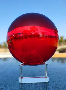 精品红色水晶鸿运财富球客厅玄关卧室办公桌开业乔迁送礼招财摆件