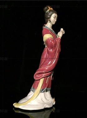 石湾公仔陶瓷仕女摆件中式古典美人特色商务送礼品客厅电视柜装饰