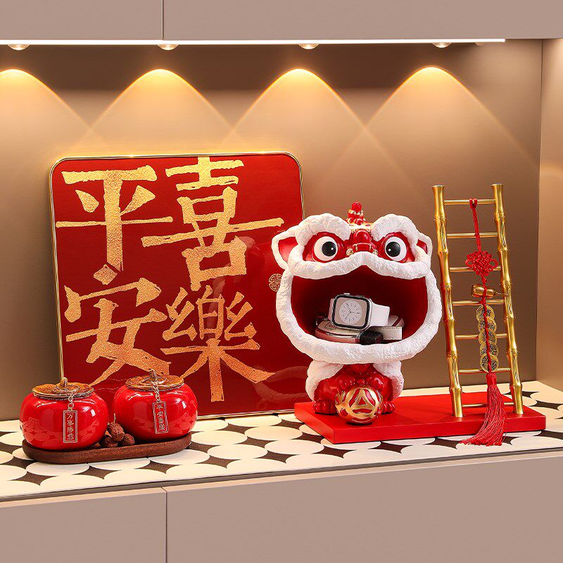 国潮醒狮入户门玄关钥匙收纳摆件过年喜庆乔迁新居装饰品新年贺礼