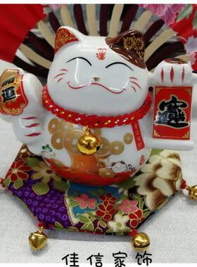 创意小招财猫摆件布垫加铃香薰石膏DIY手作工艺品布垫摆设坐垫子