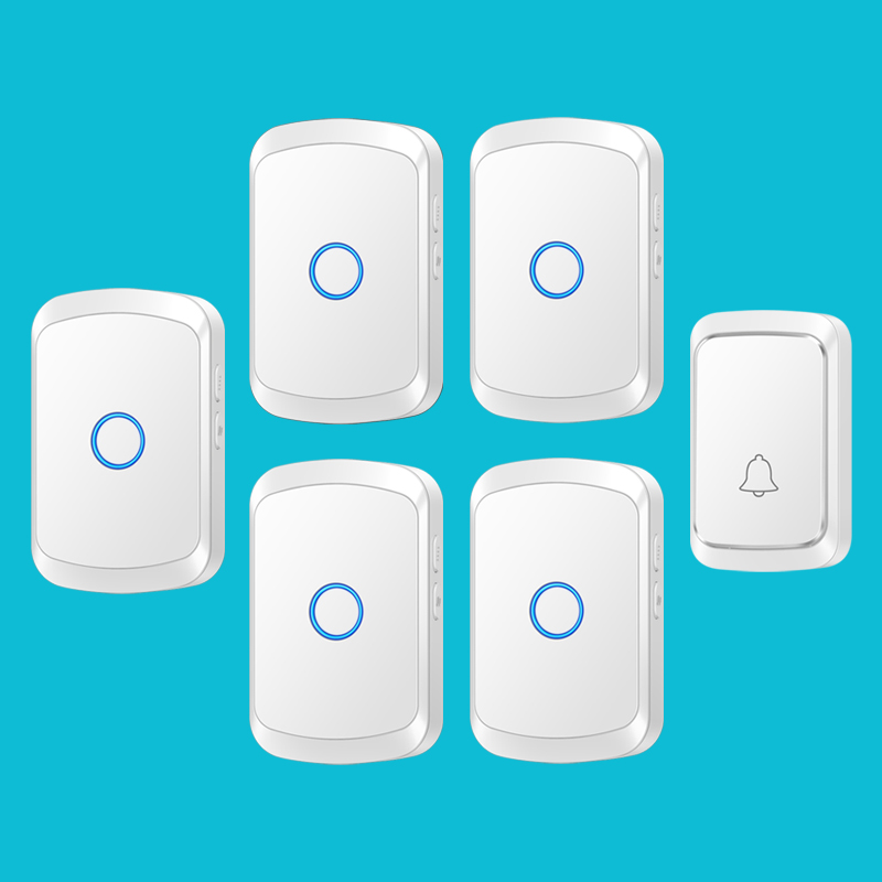 智能无线家用门铃接收器不用电池远距离电子遥控一拖五呼叫器