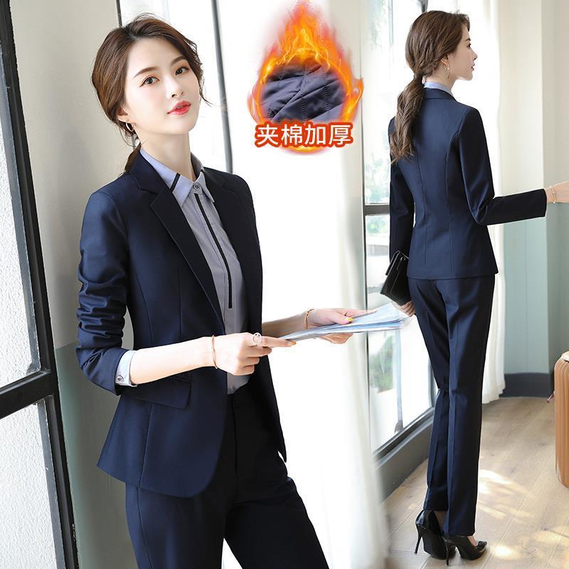 西装套装女职业正装2024新款棉服工装