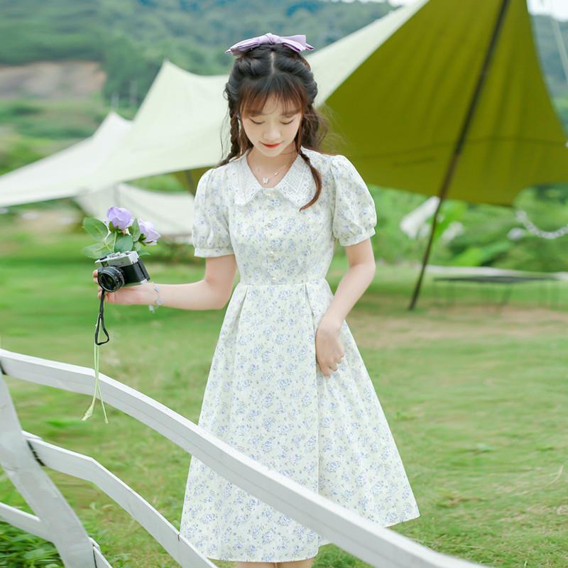 春日碎花连衣裙女夏季2025新款小个子学生少女收腰小清新a字裙子
