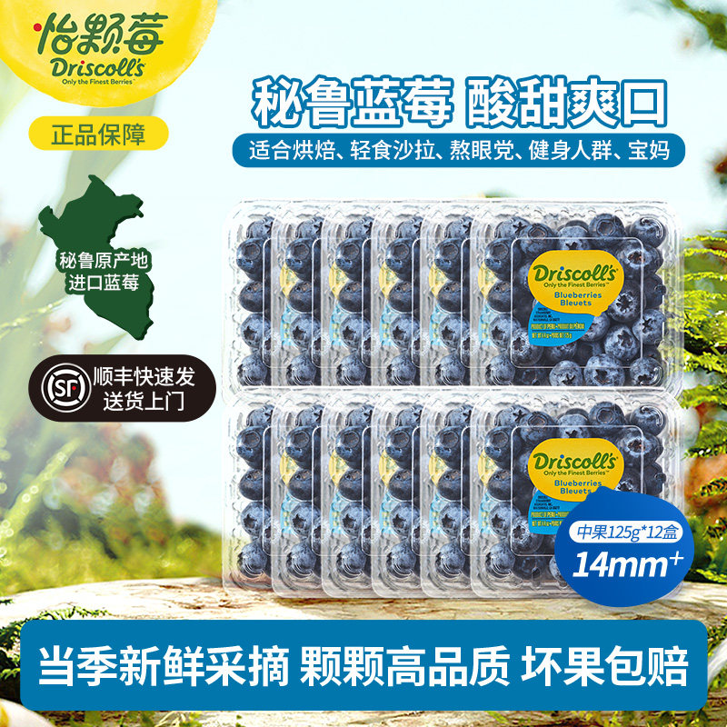 Driscoll's怡颗莓秘鲁进口蓝莓中大果原产地新鲜应季高端水果顺丰