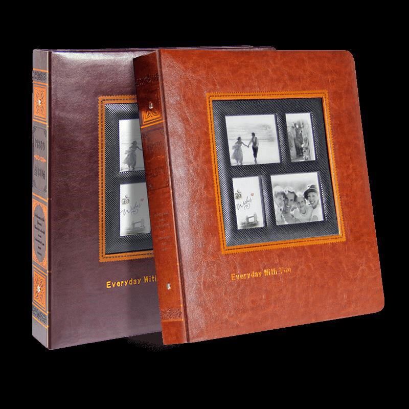 皮质相册影集大容量6寸相册本5插页式7寸家庭复古照片混装纪念簿8