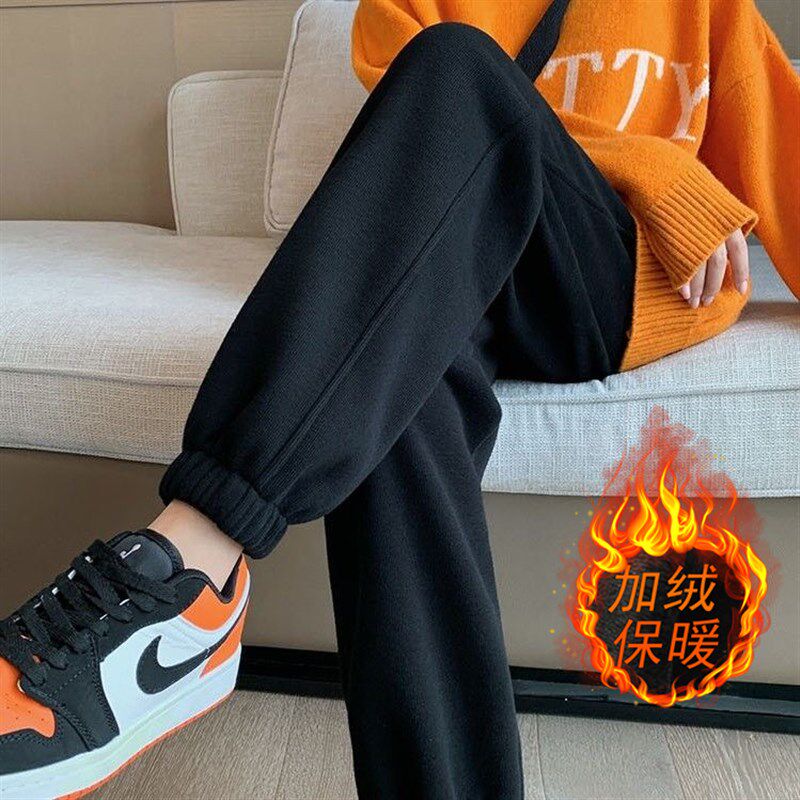 孕妇裤子加绒秋冬季外穿长裤加厚休闲哈伦运动裤春秋大尺码打底卫