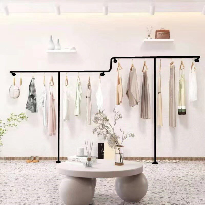 服装店衣服展示架铁艺黑色上墙挂衣架童装陈列架女装店货架定制