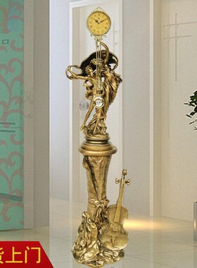 欧式客厅落地钟表时尚工艺钟装饰摆件女神立式古典钟表欧式田园