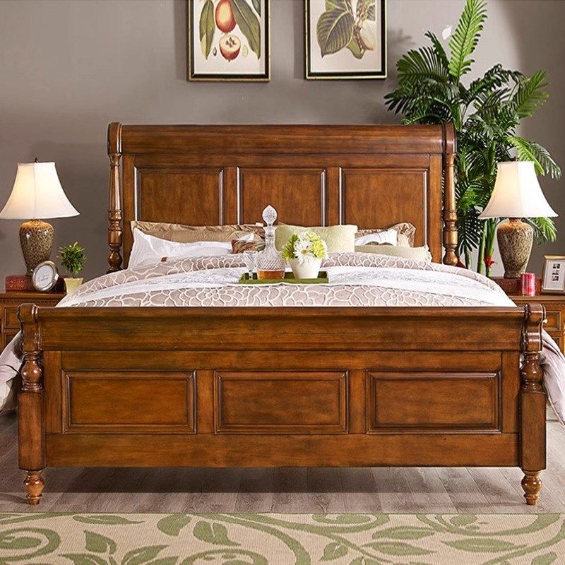 休闲美式实木床欧式法式双人床1.5米主卧室现代简约1.8米大床婚礼