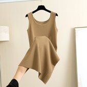 中长款 冰丝圆领针织吊带背心p连衣裙女夏季 新款 显瘦过膝内搭背心