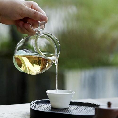 日式创意公道杯加厚玻璃分茶器高档带侧把泡茶杯V单个茶海高颜值