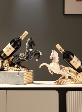新中式马酒架摆件创意客厅装饰酒柜玄关工艺品红酒托马到成功