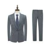 羊毛一粒扣后中开衩商务Y休闲西装 套西H1004女式 春秋厚度西服 灰