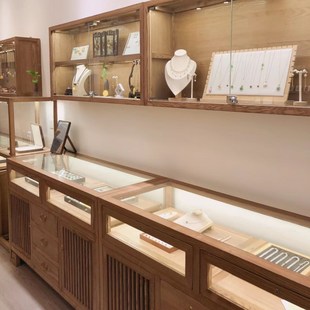 实木珠宝展示柜首饰玉器饰品柜台玻璃柜子展柜陈列柜新中式手串柜