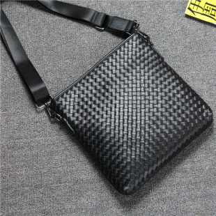 休闲商务竖款 单肩包 男式 斜挎背包 英伦男包 2021新款 夏季 编制男士