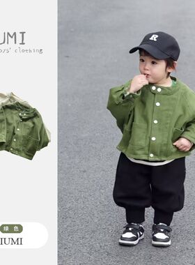 男童春装外套2024春季新款衣服拉链夹克衫男宝宝韩版Y宽松上衣套