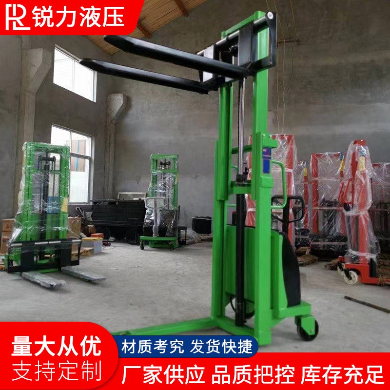 半电动升高车液压堆高车 升降装卸叉车半电动液压升高车