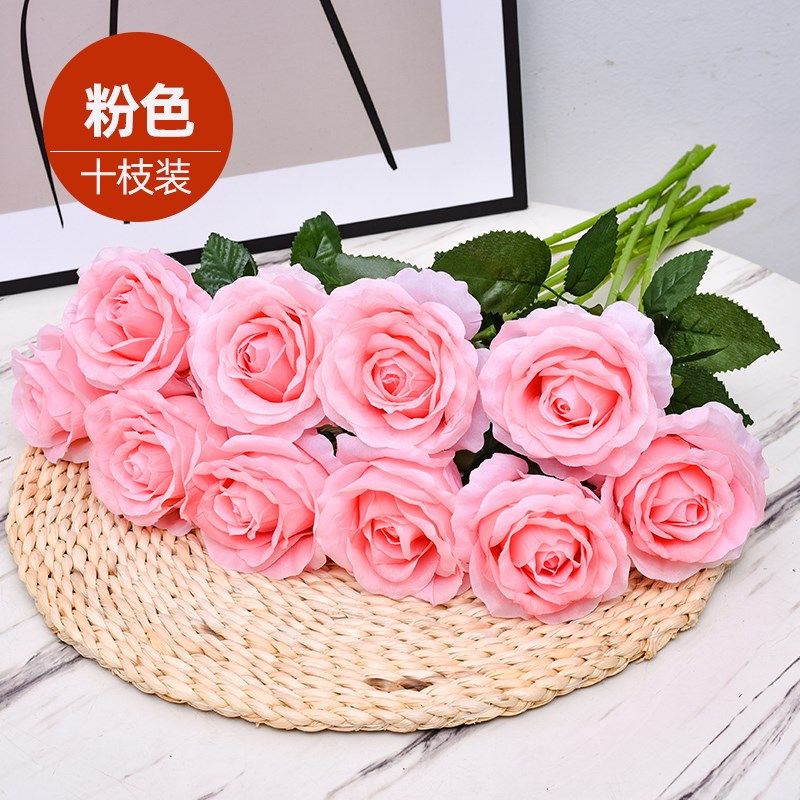 仿真玫瑰花束客厅假花装饰摆设情人节塑料把花单枝干花插花瓶摆件,鲜花速递/花卉仿真/绿植园艺,仿真绿植,淘宝优惠券,粉丝福利购,淘宝优惠卷