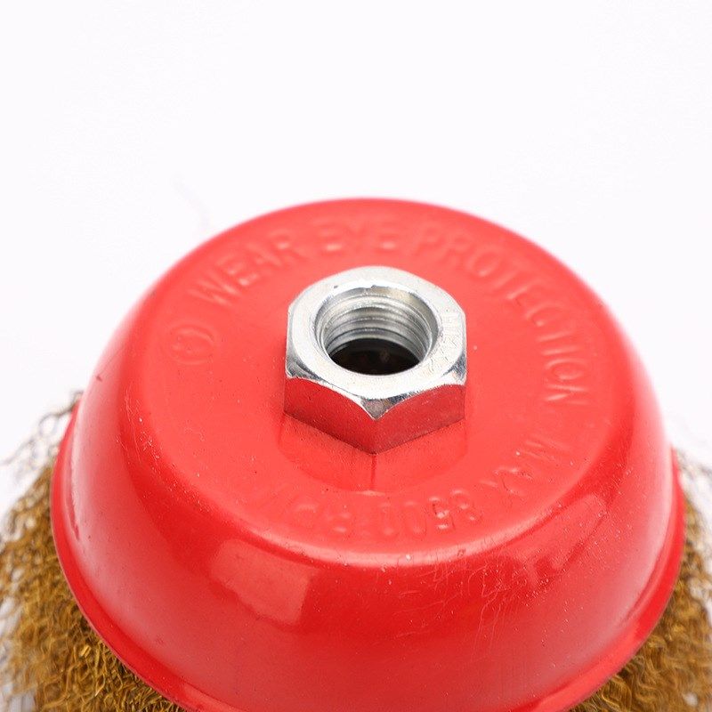 罗碗型钢丝刷角磨机专用带螺帽打磨除锈曲丝钢丝轮扭丝钢丝轮