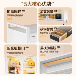 钢制厨房置物架防尘落地多层家用收纳多功能微波炉橱柜储物碗柜子