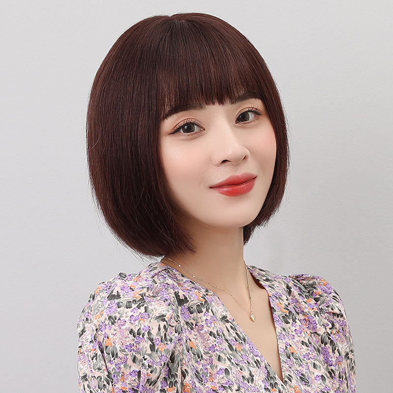 假发女短发夏季仿真全头套式真发全真人发自然中长发W波波头假发