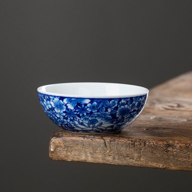 青花茶杯陶瓷杯泡茶主人杯单个办C公室喝茶品茗单杯普洱杯功夫茶